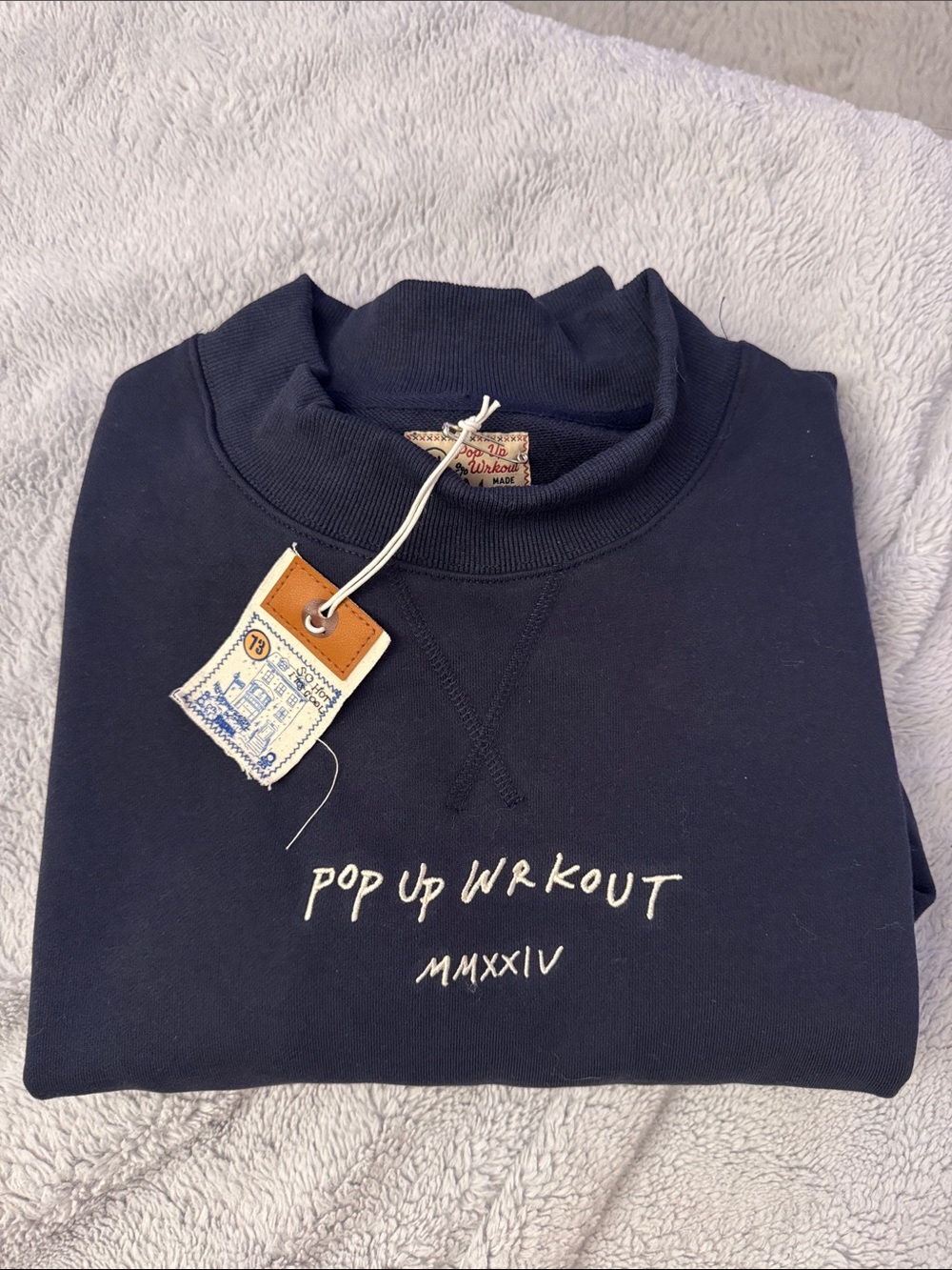 Navy 'Pop Up Workout' Pullover Sweatshirt
